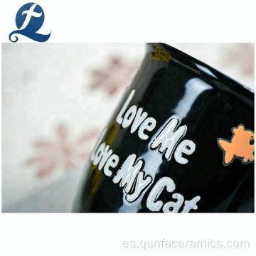 Café de moda impresa creative copa de cerámica negra personalizada